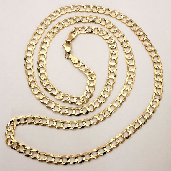 Real 10K Solid Gold Diamond Cut Cuban Curb Chain 20" Stamped 10K - Picture 4 of 5